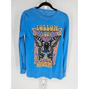Obsessed Love Womens Sz S Long Sleeve T Shirt Follow Your Dreams Butterfly Print